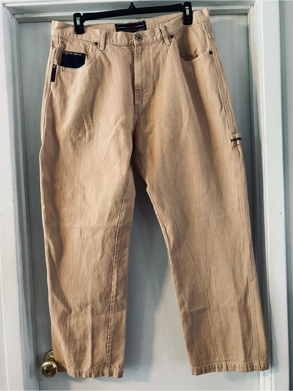 Phat Farm Men's Relaxed Carpenter Jeans in Beige 34 inseam